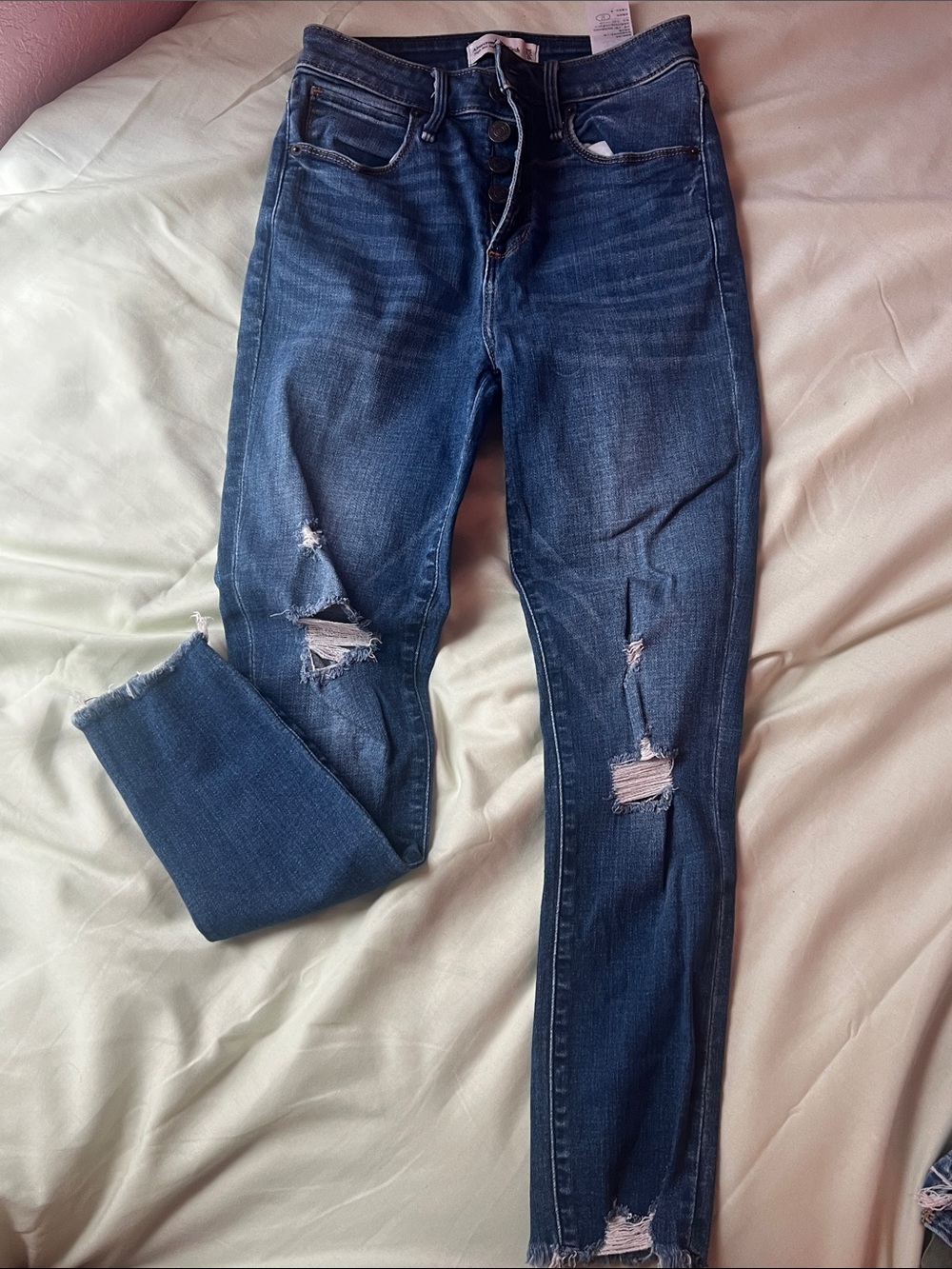 Abercrombie & Fitch Dark Blue Distressed Skinny Jeans